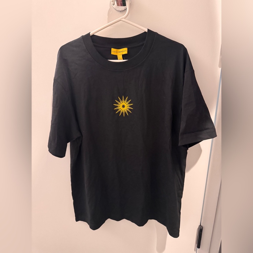 NEVER WORN COS x YEBOAH Black Tee with Yellow Star Design